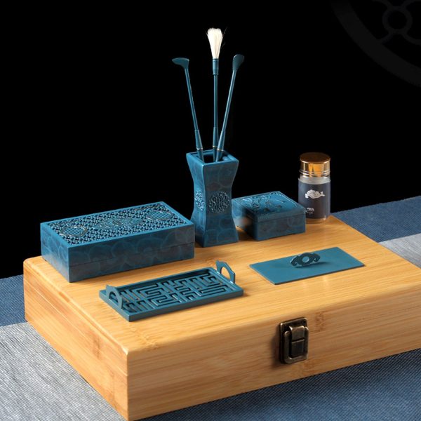 4bcbba1f 894a 45fa 9952 31885365d2eb Blue Antique Chinese Incense Burner Kit (9 Pcs)